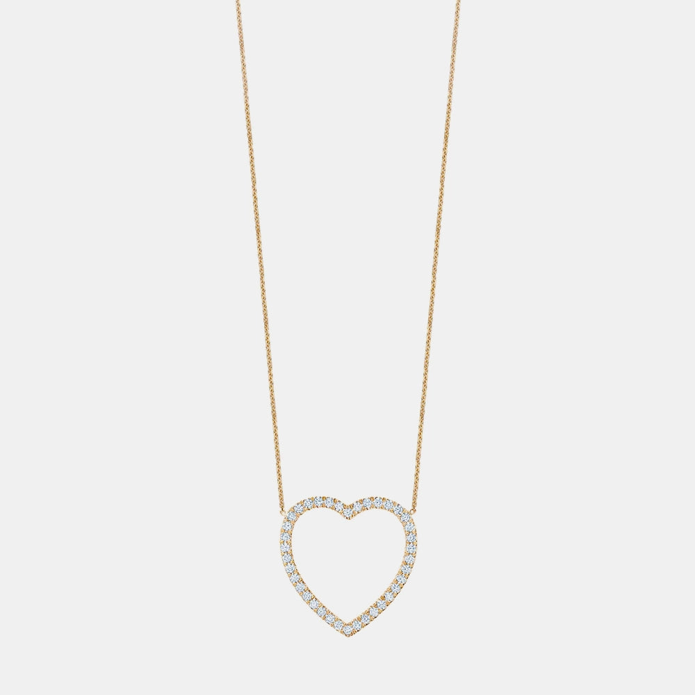 Jumbo Diamond Open Heart Necklace