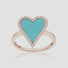Bague de Coeur Turquoise avec Diamants