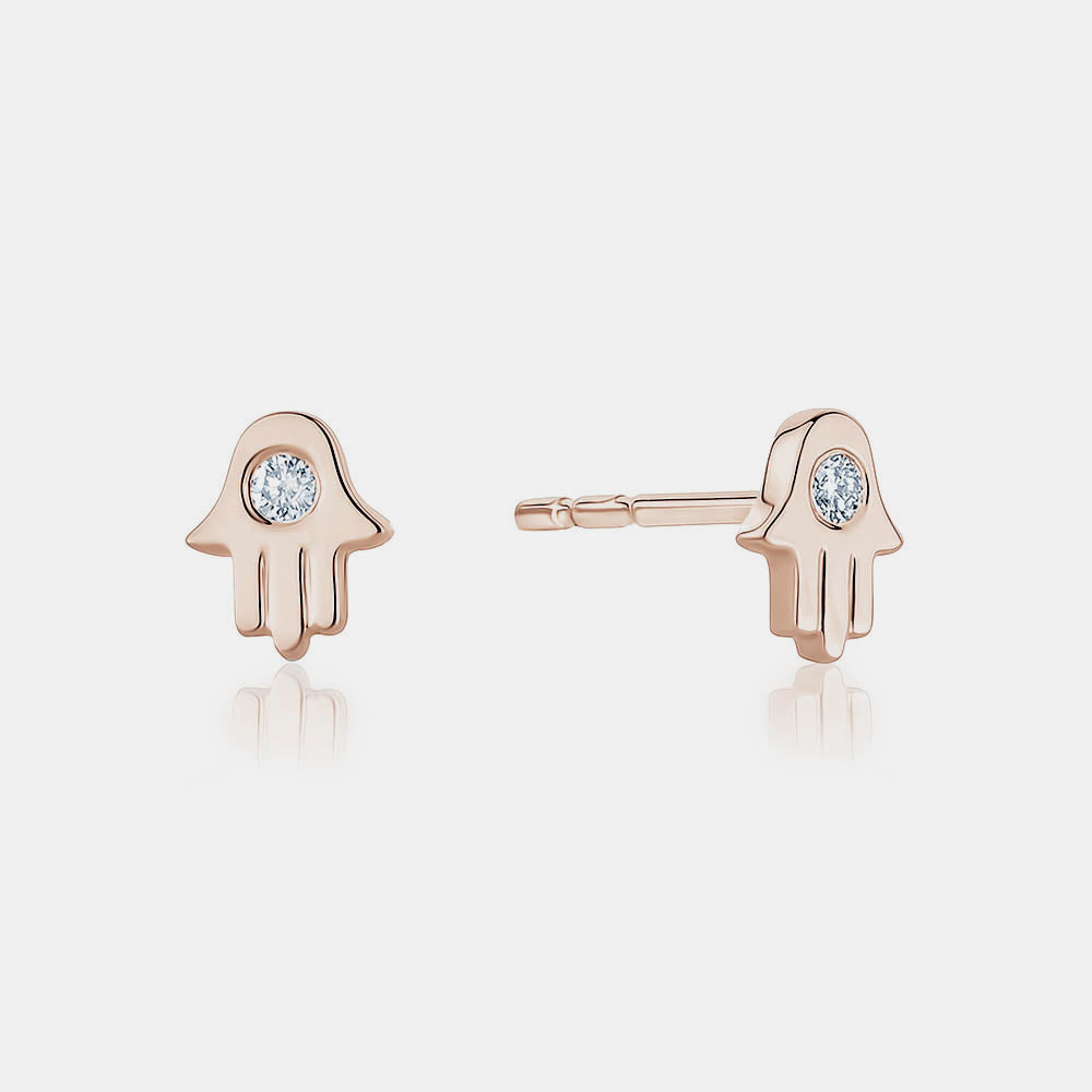 Mini Diamond Hamsa Studs