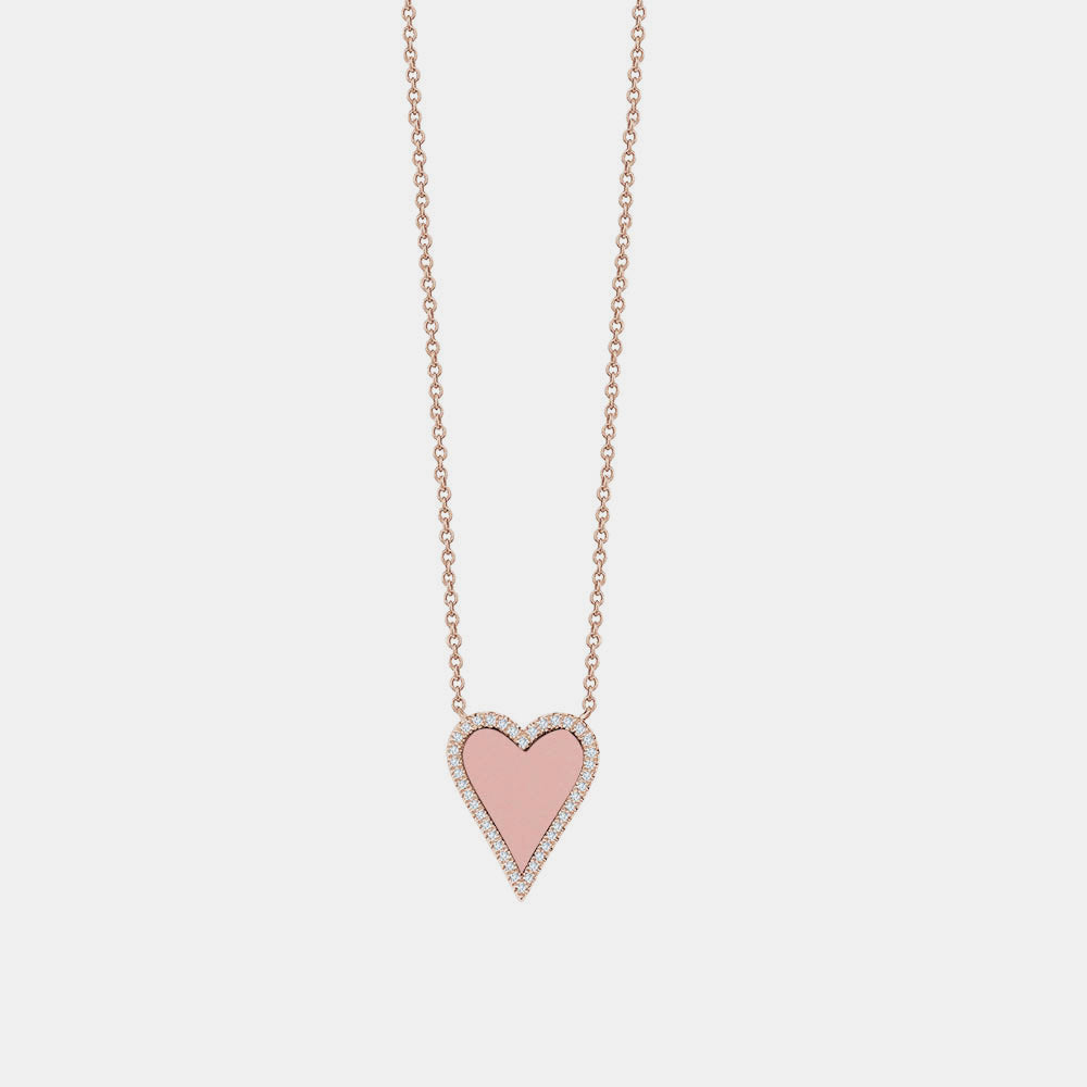 Diamond Pink Pointy Heart Necklace