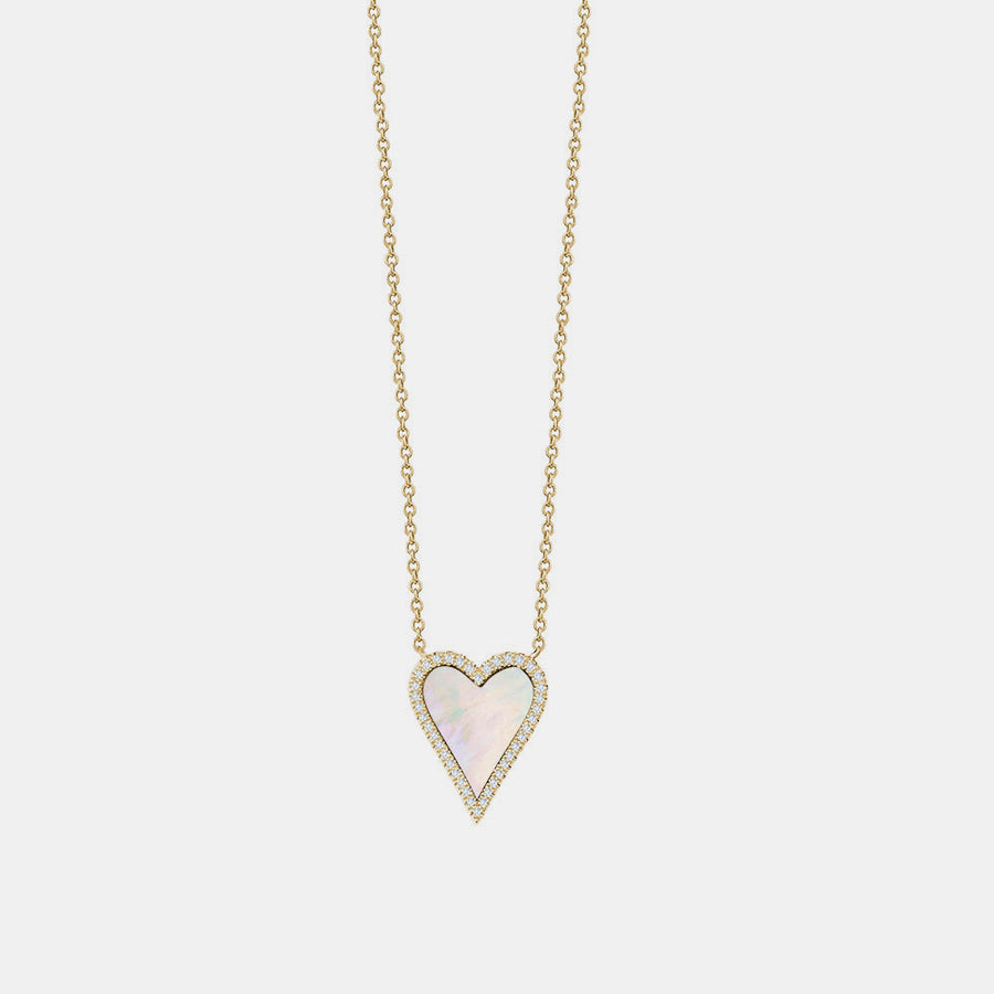 Collier de Coeur Pointu Nacre en Diamant