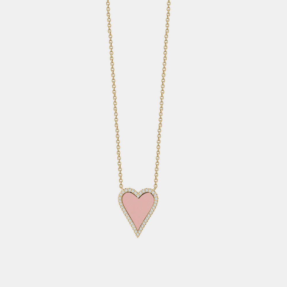 Collier de Coeur Pointu Rose en Diamant 