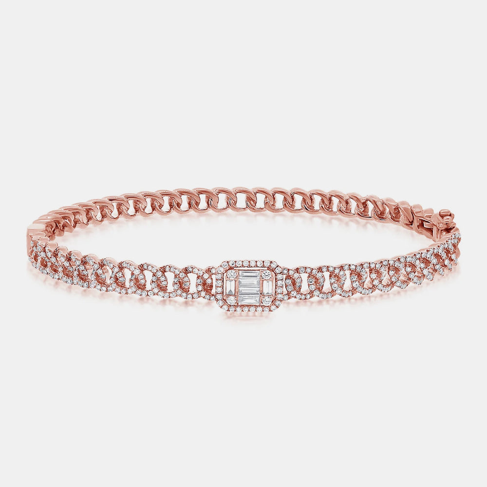 Diamond Emerald Illusion Bangle - 14K Rose Gold