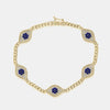 Bracelet Hamsa à gros diamants et saphir bleu