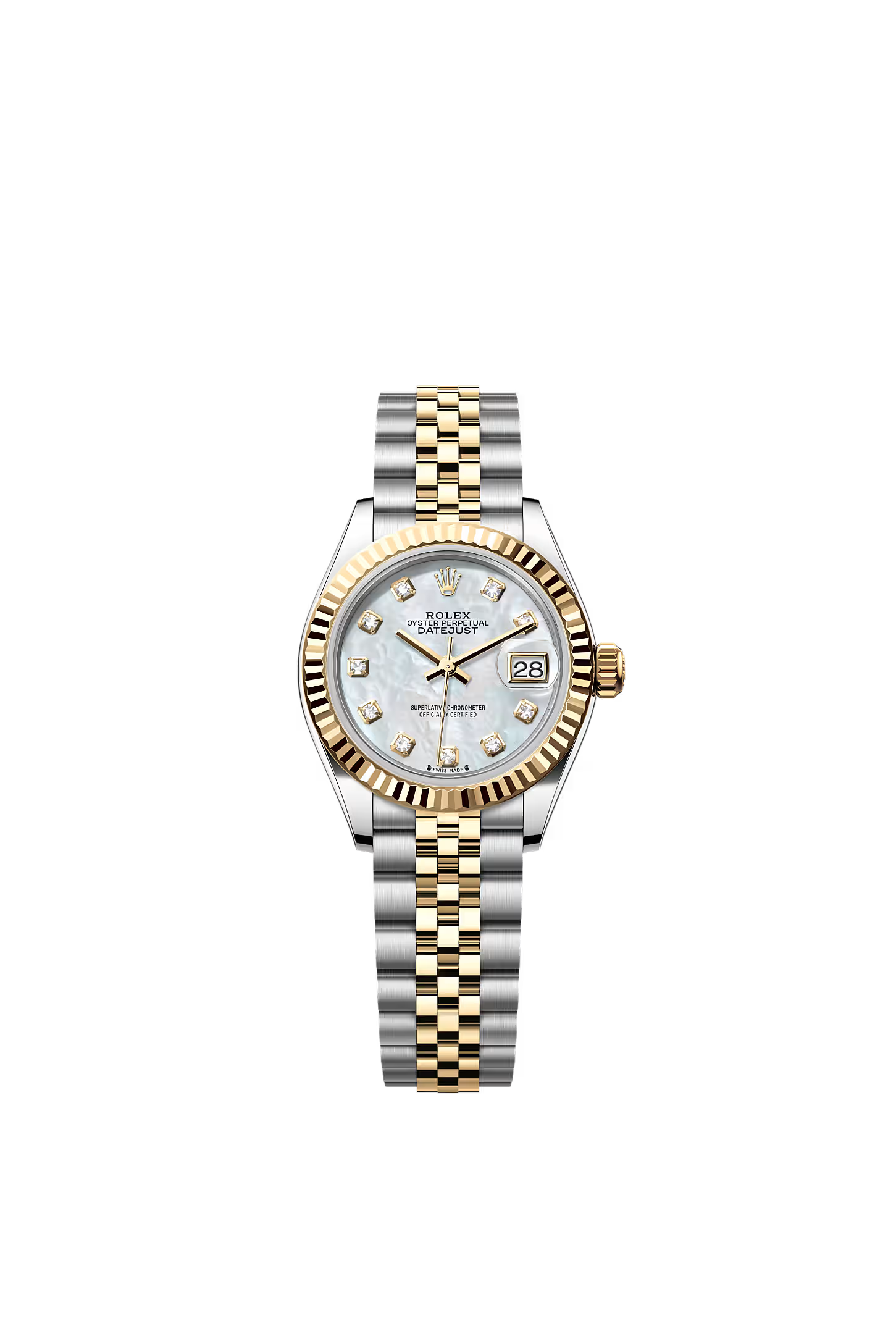 Rolex Oystersteel 28mm Mother of Pearl and Diamond Dial Two Tone on Jubliee Bracelet 279173/2026