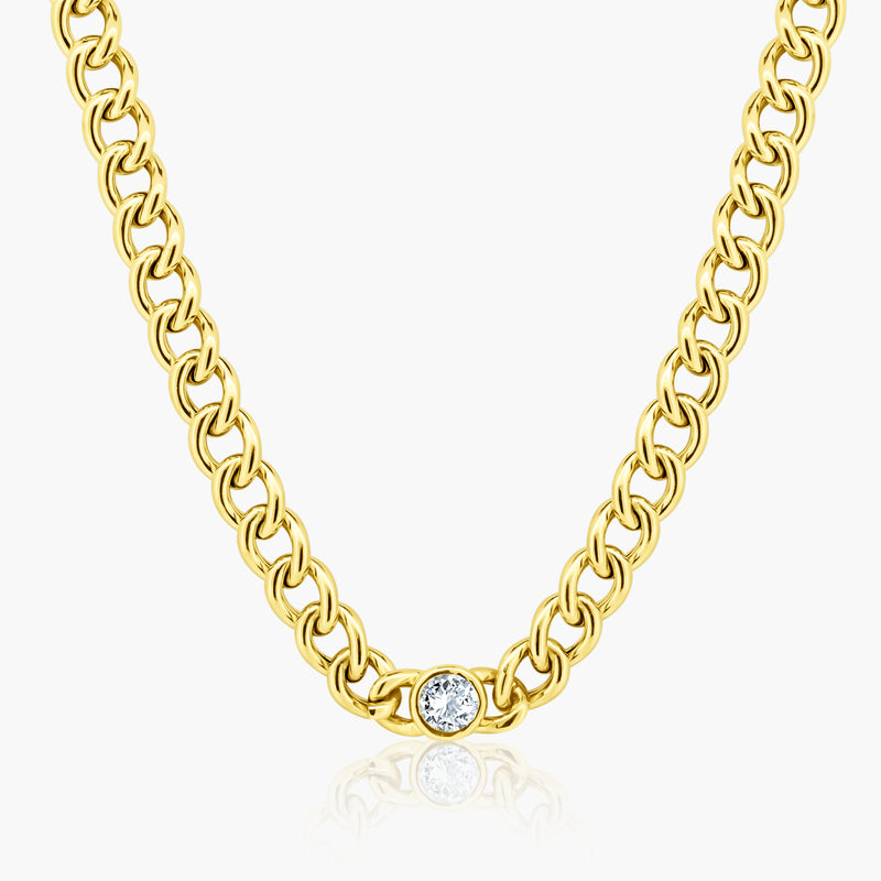 Round Bezel Chain Link Necklace