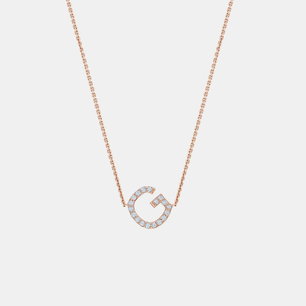 Slanted Diamond Initial Necklace