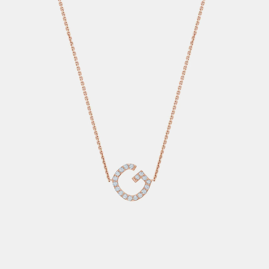 Slanted Diamond Initial Necklace