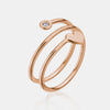 Bague spirale avec cœur et chaton en diamant