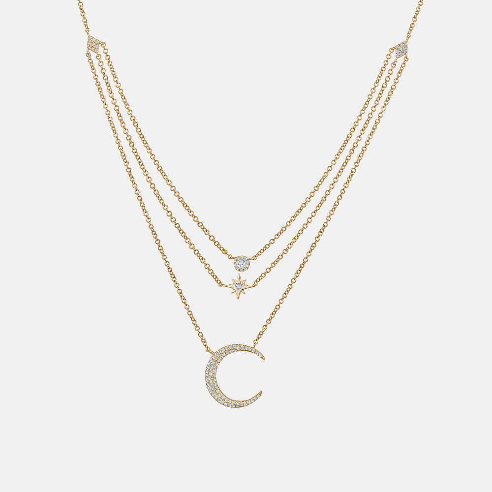 Triple Row Half Moon Necklace