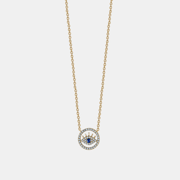 Diamond Cut-Out Evil Eye Necklace