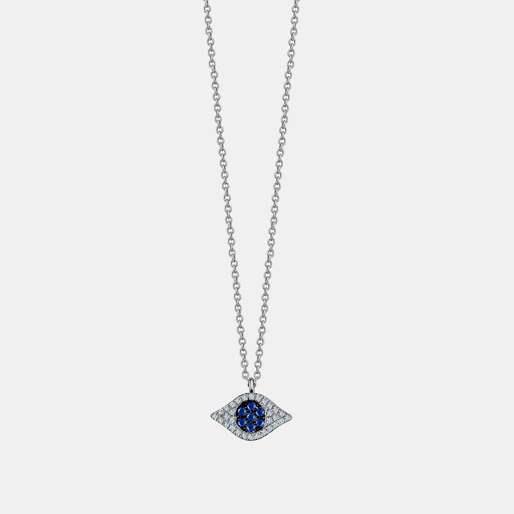 Collier Mauvais Oeil en Diamant et Saphir