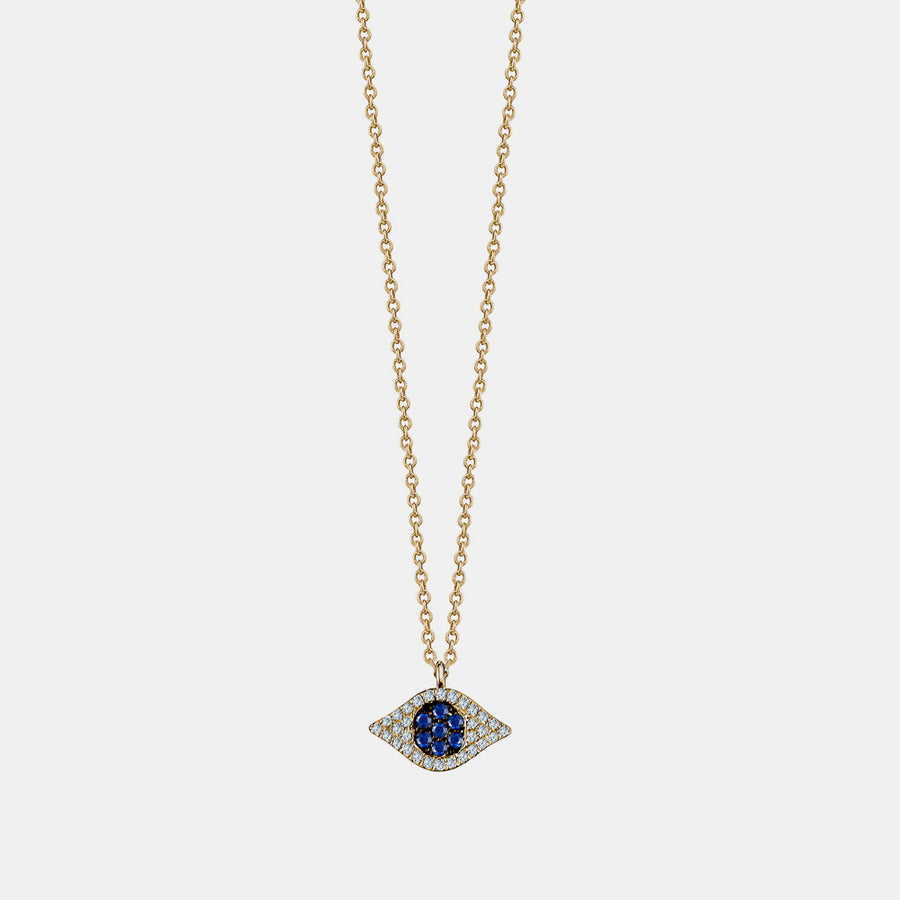 Collier Mauvais Oeil en Diamant et Saphir