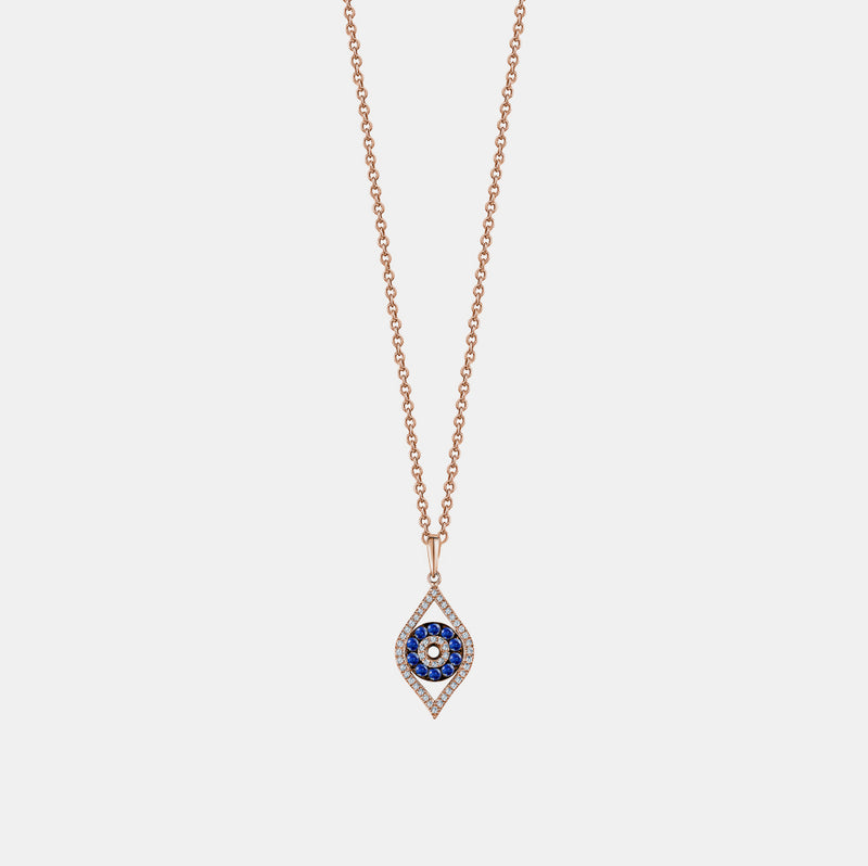 Diamond Sapphire Evil Eye Necklace