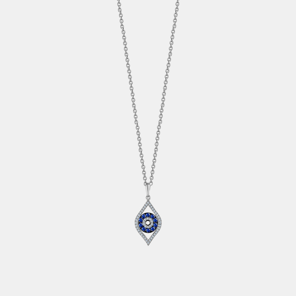 Collier Mauvais Oeil en Saphire Pendant