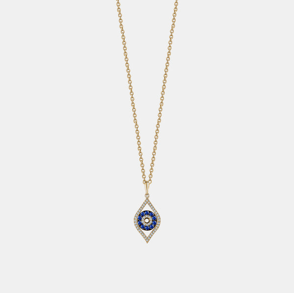 Diamond Sapphire Evil Eye Necklace