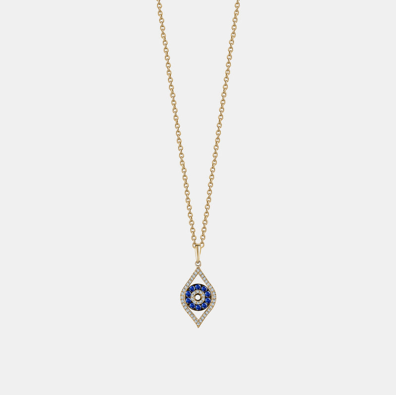 Diamond Sapphire Evil Eye Necklace