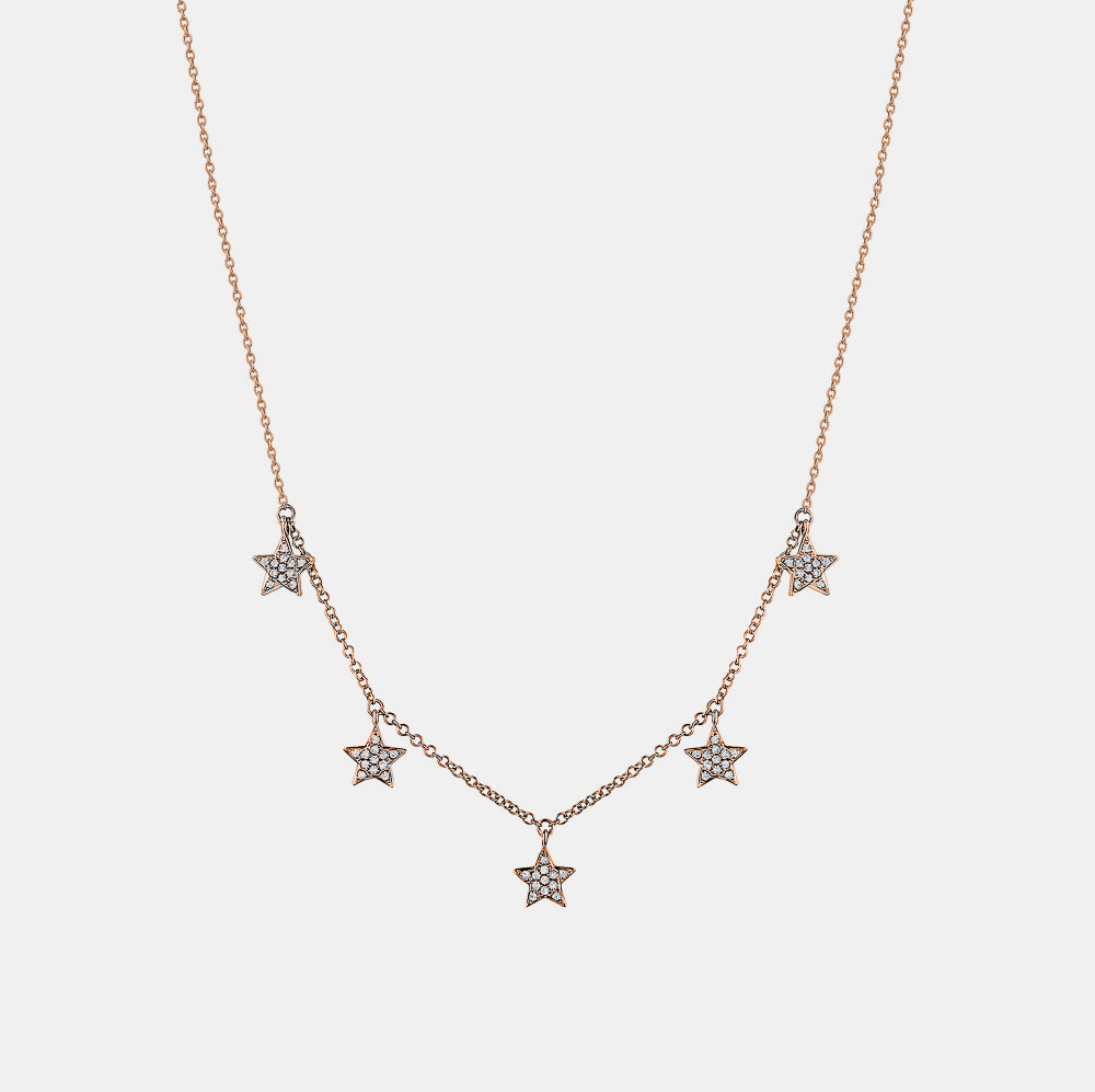 Collier avec multiples étoiles de diamants pendantes  