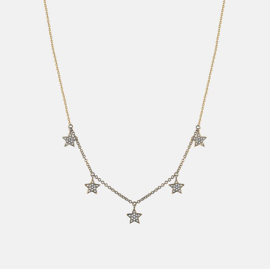 Collier avec multiples étoiles de diamants pendantes  