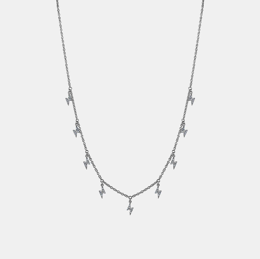 Dangling Diamond Lightning Bolts Necklace