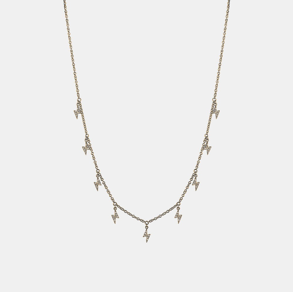 Dangling Diamond Lightning Bolts Necklace