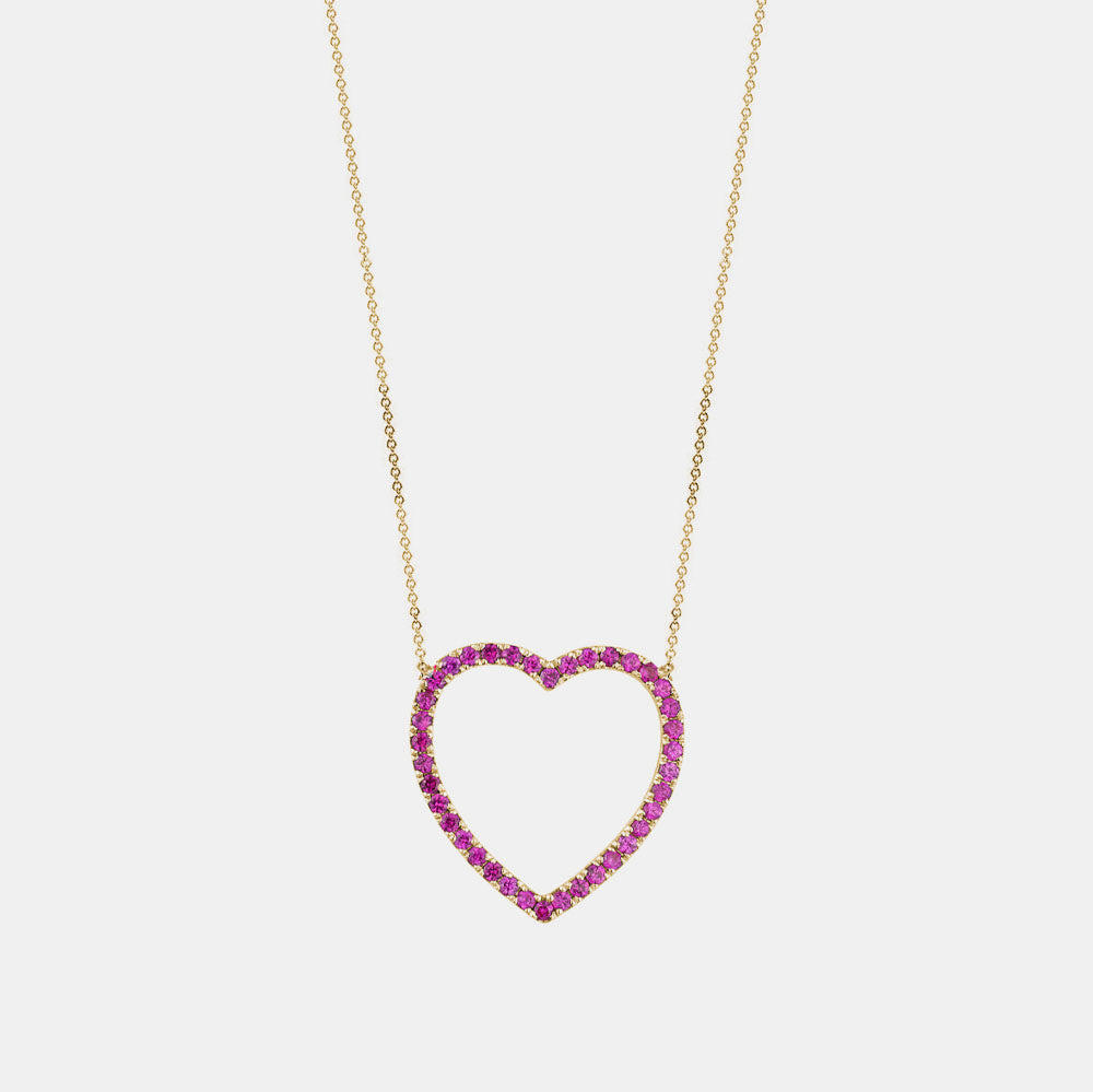 Jumbo Open Heart Ruby Necklace