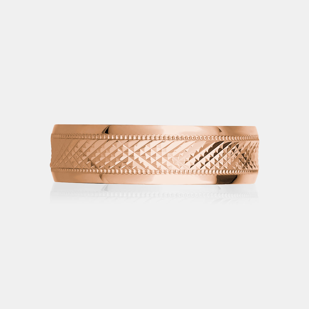 10K Diamond Cut Milgrain Edge Wedding Band