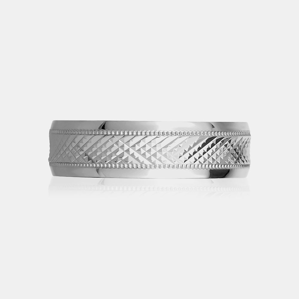 10K Diamond Cut Milgrain Edge Wedding Band