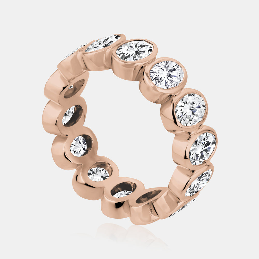 0.40ct Lab Grown Diamond Oval Bezel Set Eternity Band - 14K Rose Gold