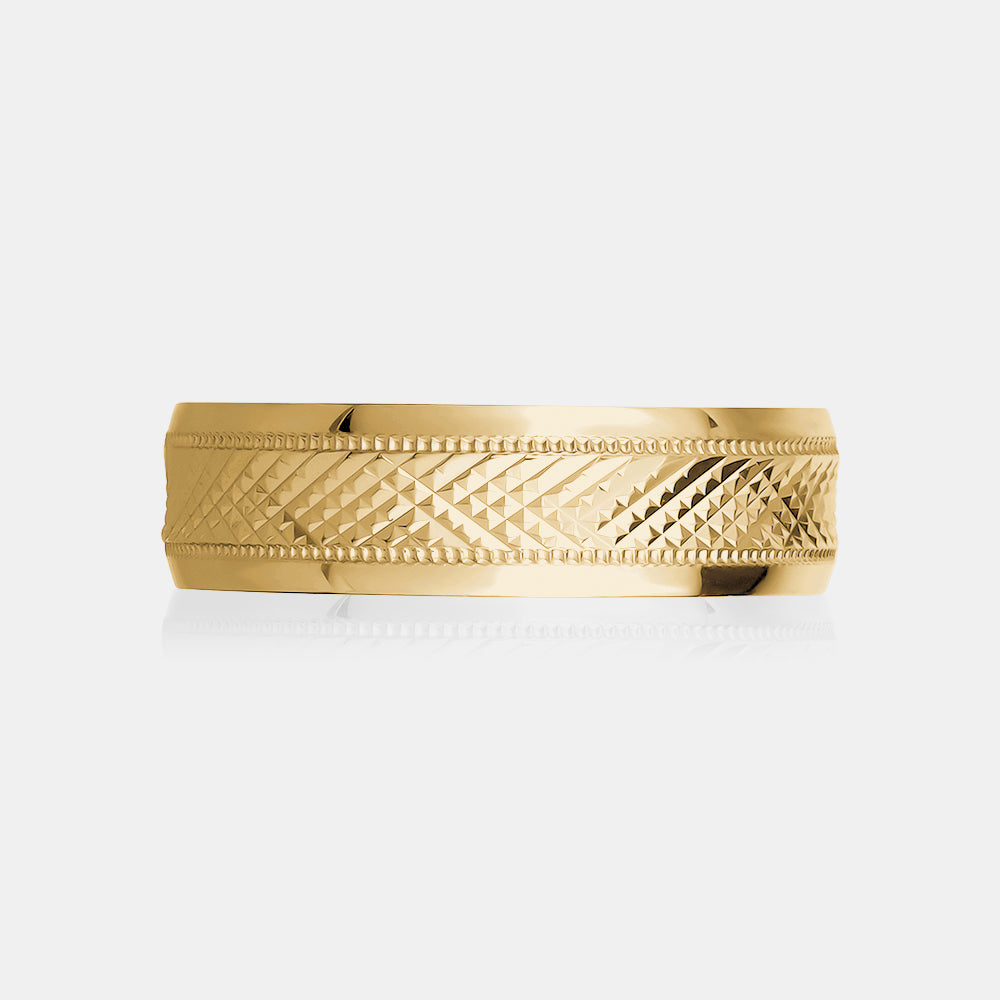 10K Diamond Cut Milgrain Edge Wedding Band