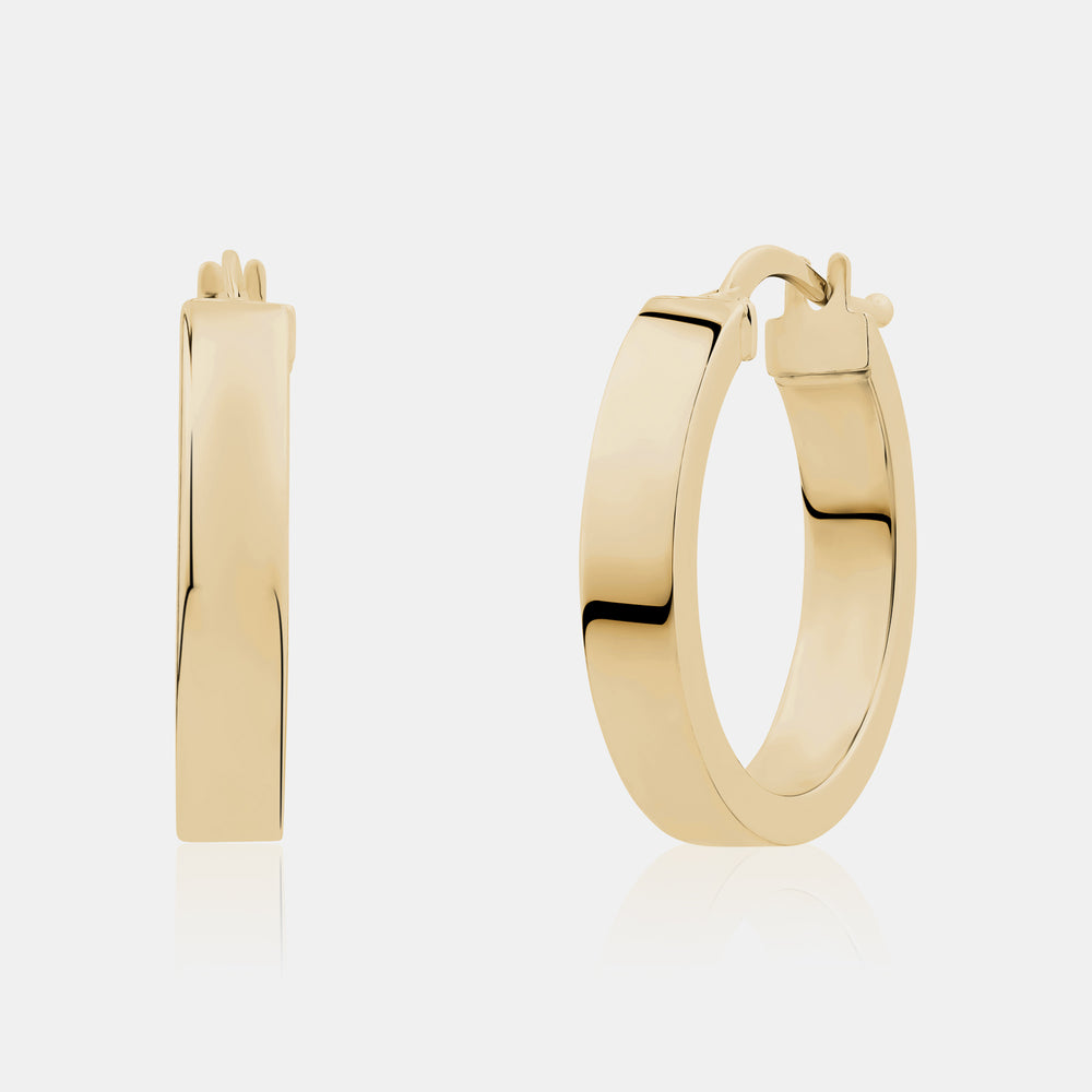 Squared Gold Hoops - 10K Yellow Gold