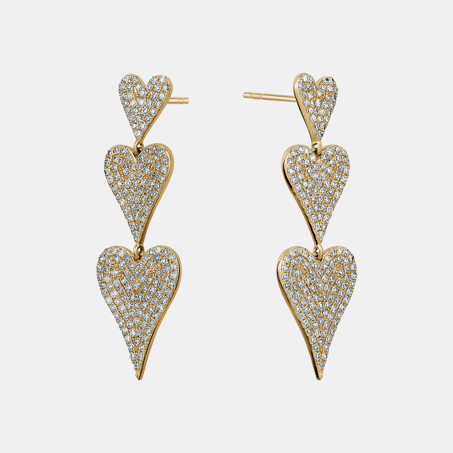 Boucles d'oreilles pendantes en forme de cœur de diamant