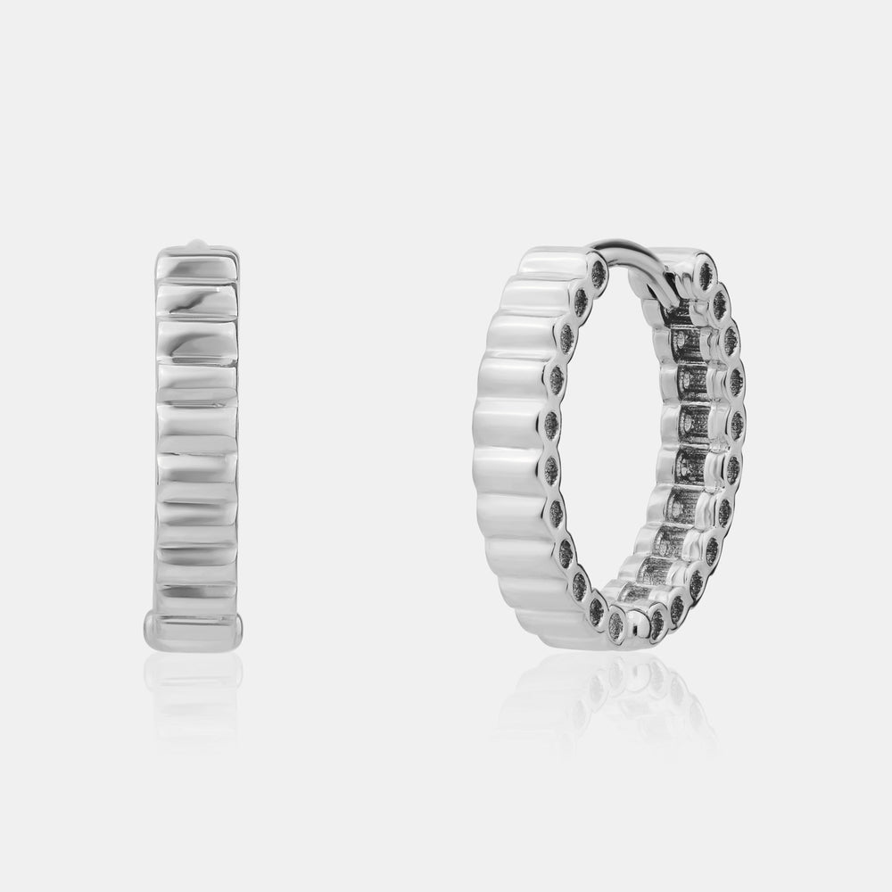 Fluted Huggies - 10K White Gold