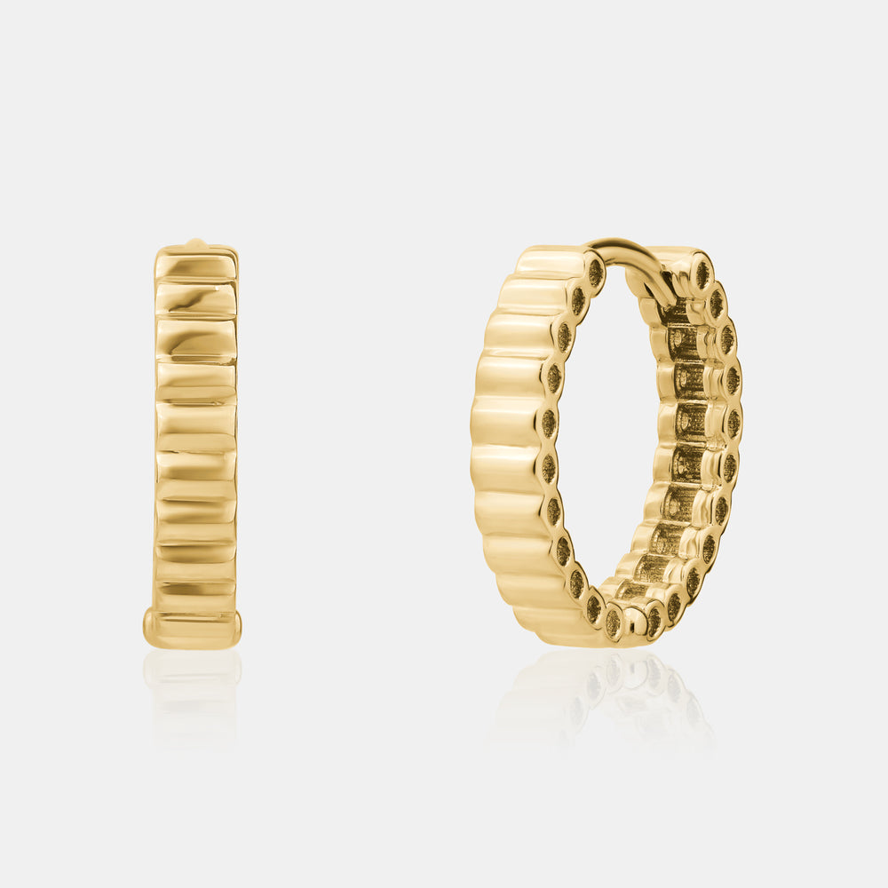 Fluted Huggies - 10K Yellow Gold