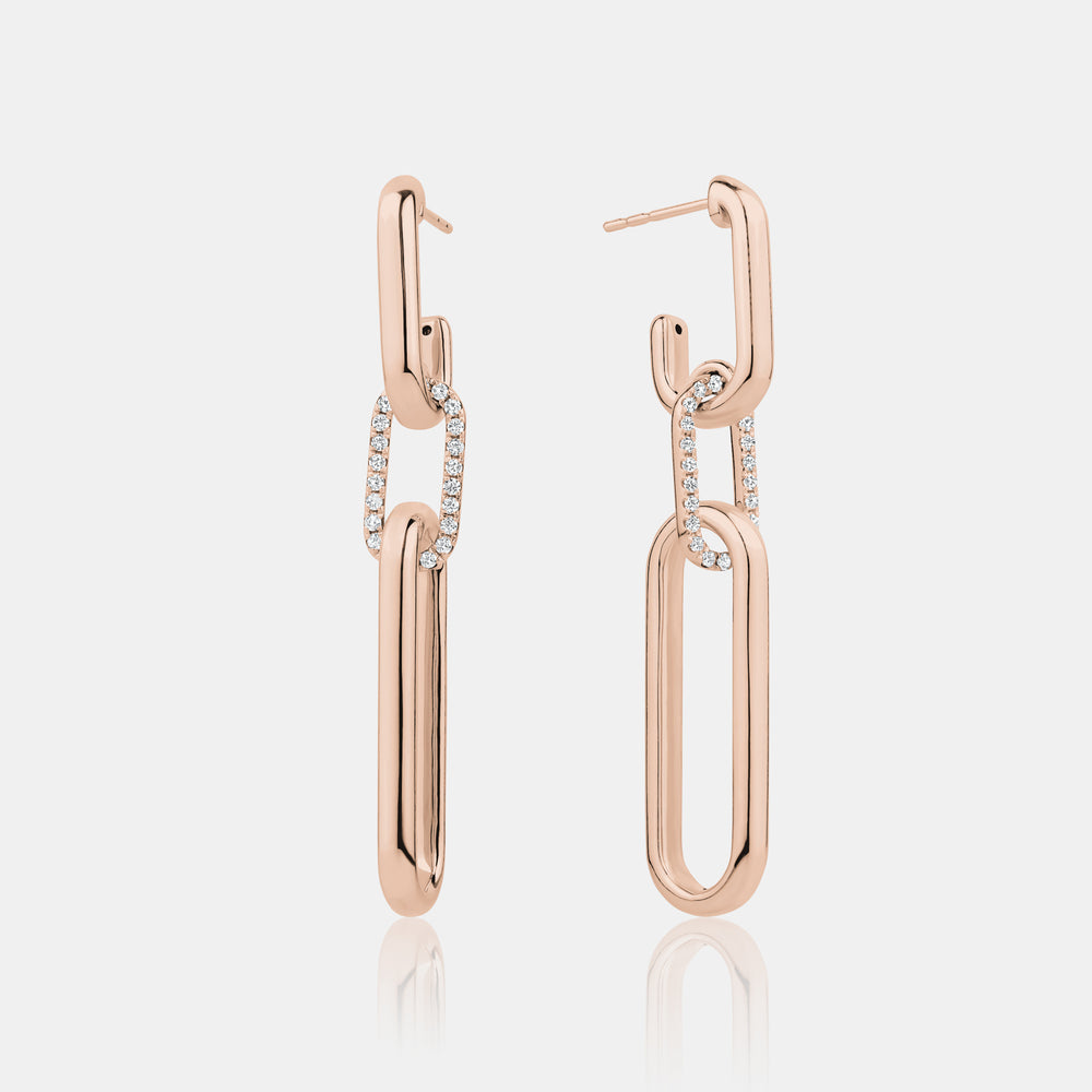 Dangling Link Earrings - 14K Rose Gold
