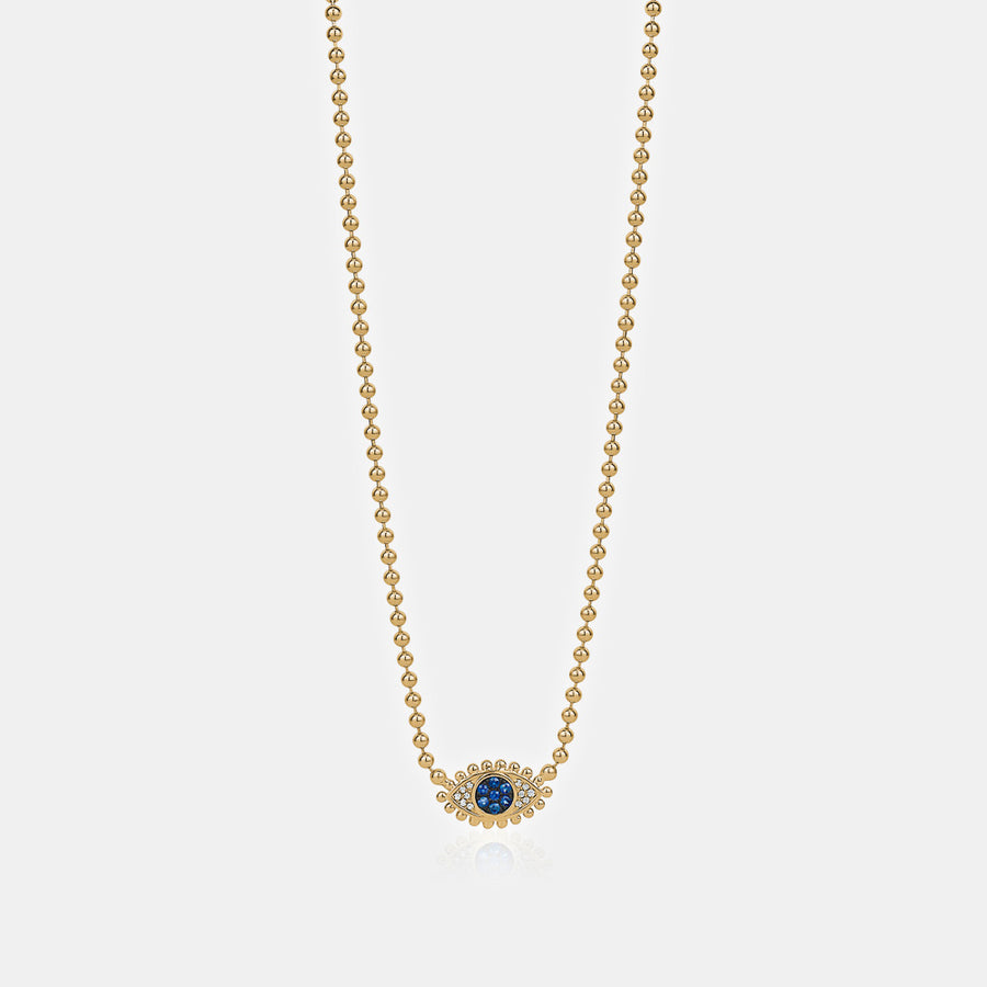 Diamond Sapphire Evil Eye Beaded Necklace