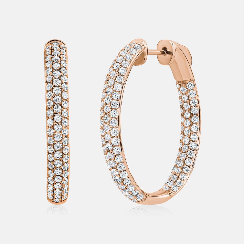 Triple Row Micro Pave Hoop Earrings
