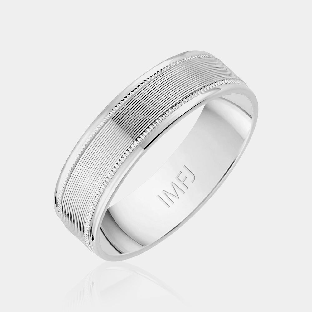 10K Ribbed Milgrain Edge Wedding Band