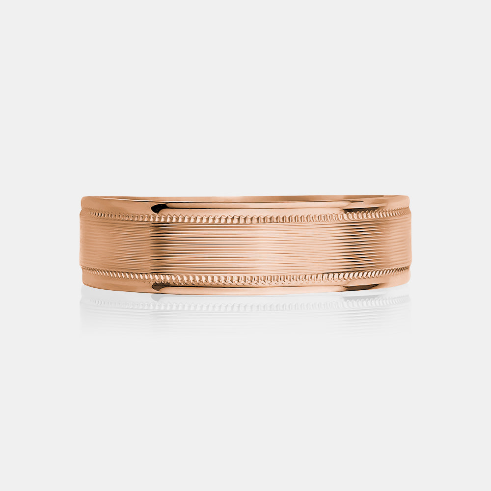 10K Ribbed Milgrain Edge Wedding Band