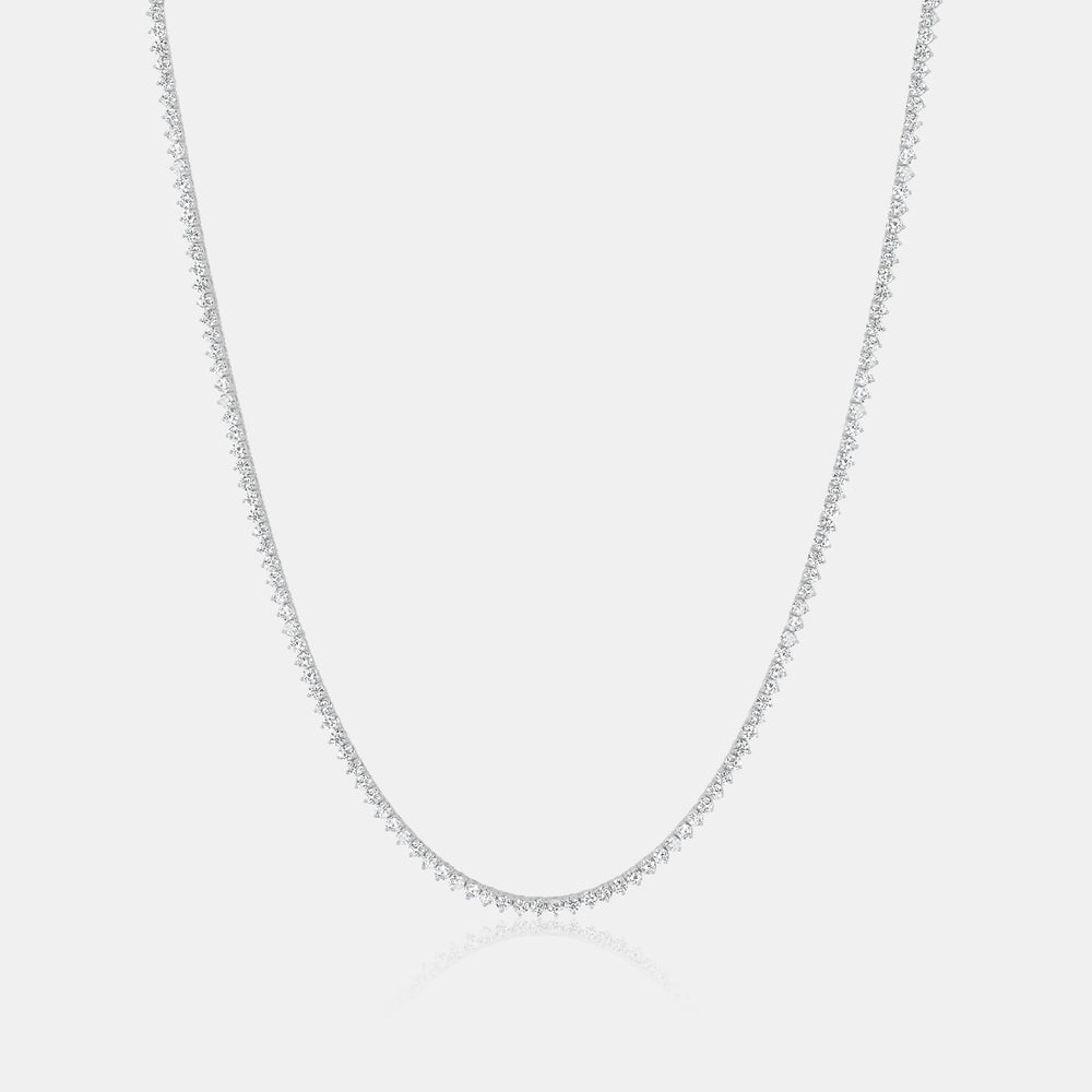 0.03ct 3 Prong Lab Grown Diamond Tennis Necklace - 14K White Gold