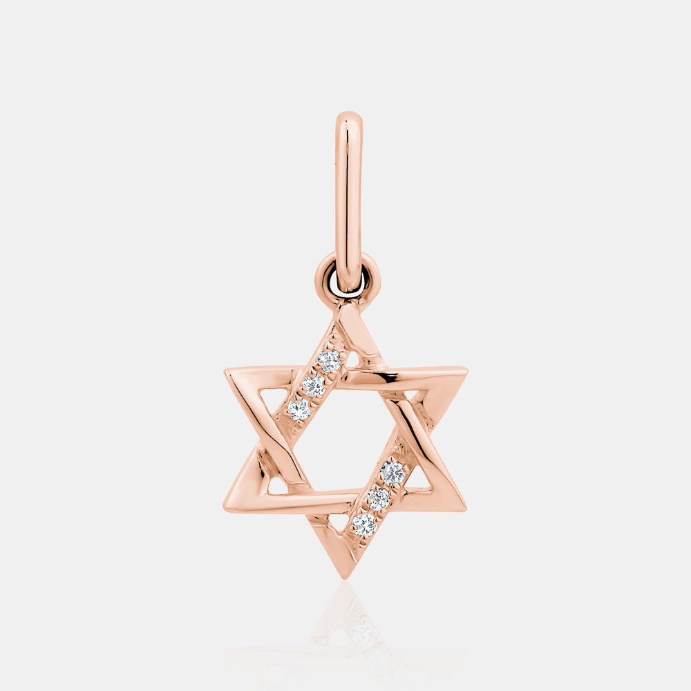 Half Diamond Star of David Charm