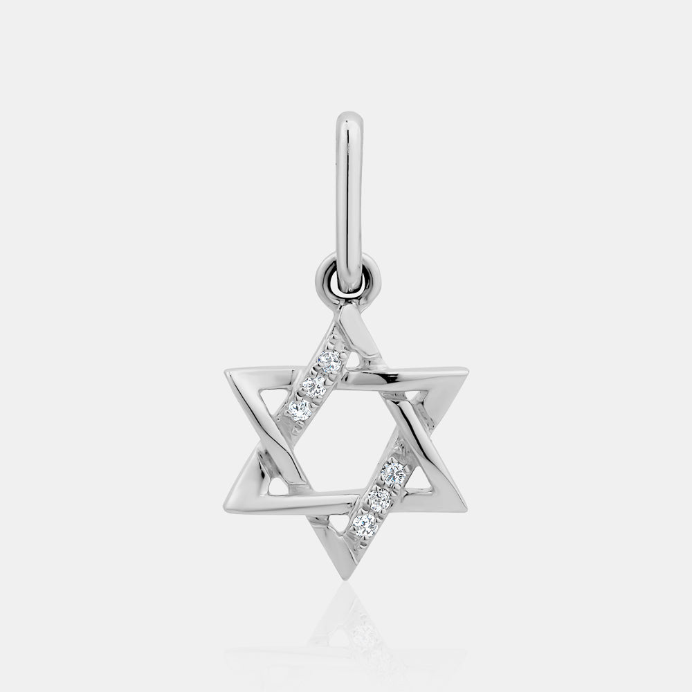 Half Diamond Star of David Charm