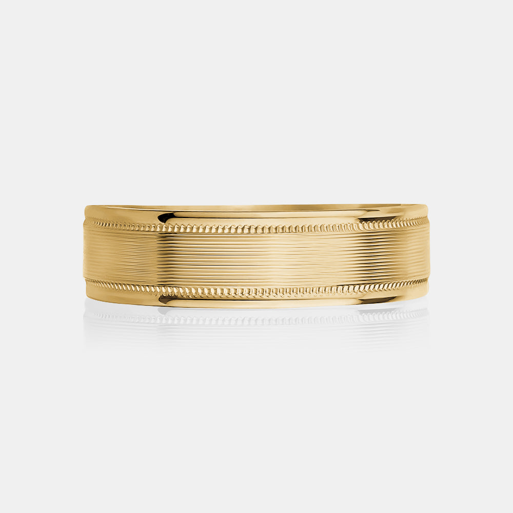 10K Ribbed Milgrain Edge Wedding Band