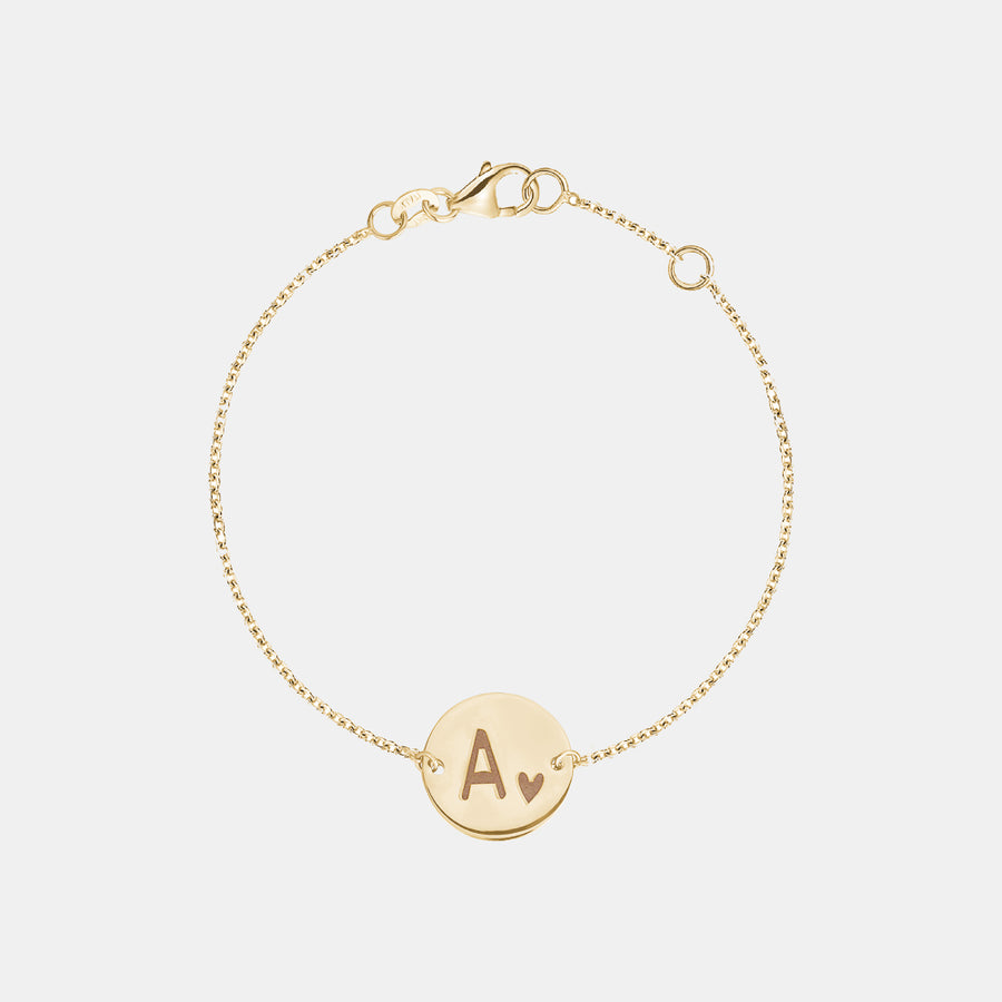 Bracelet disque d'or avec initiales personnalisées