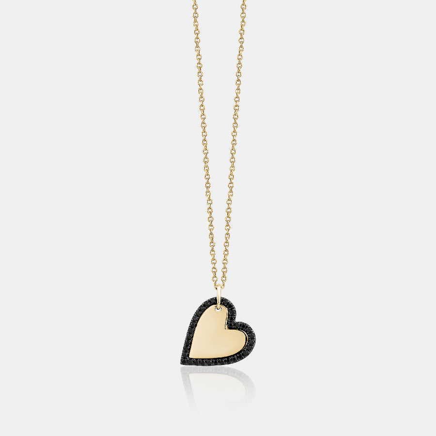 Collier en forme de cœur bordé de diamants noirs