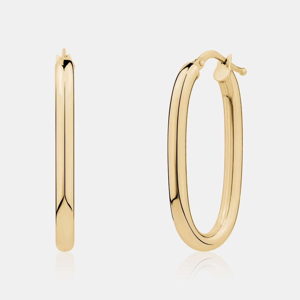 Oval Rounded Hoops - 10K Yellow Gold