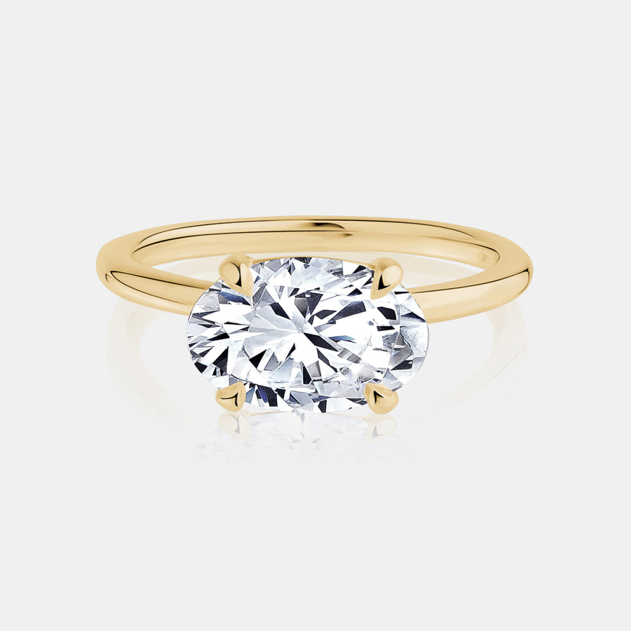 Bague à diamant de laboratoire ovale de 2,20 ct d'est en ouest