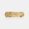 Alliance 18K avec symbole grec arrondi et bordure à grains multiples