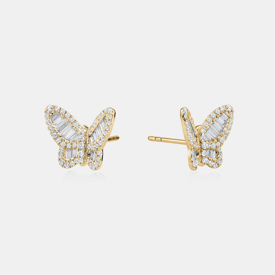 Boucles d'oreilles papillon baguette en diamant