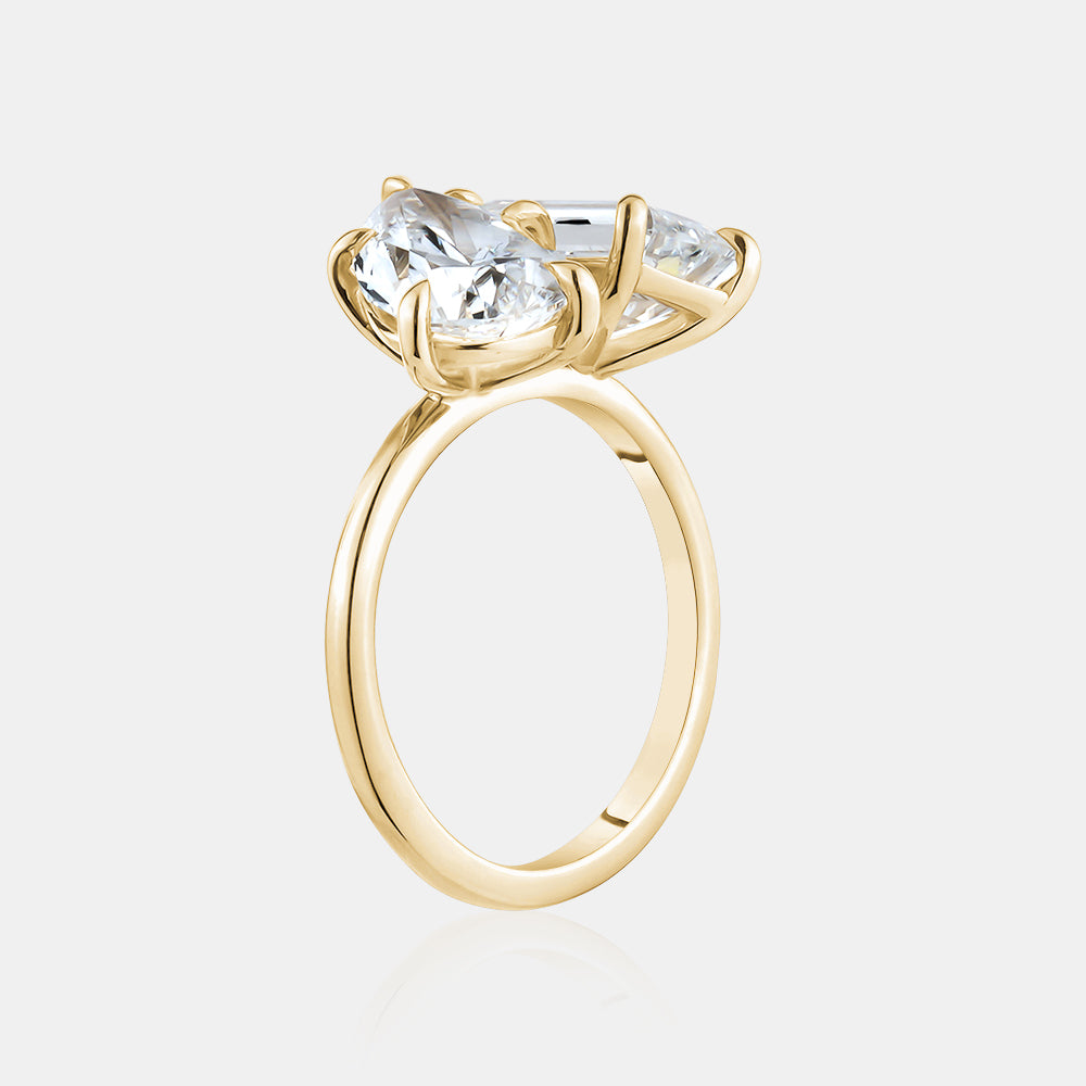 SOLD Lab Grown Pear & Emerald Cut Toi et Moi Engagement Ring
